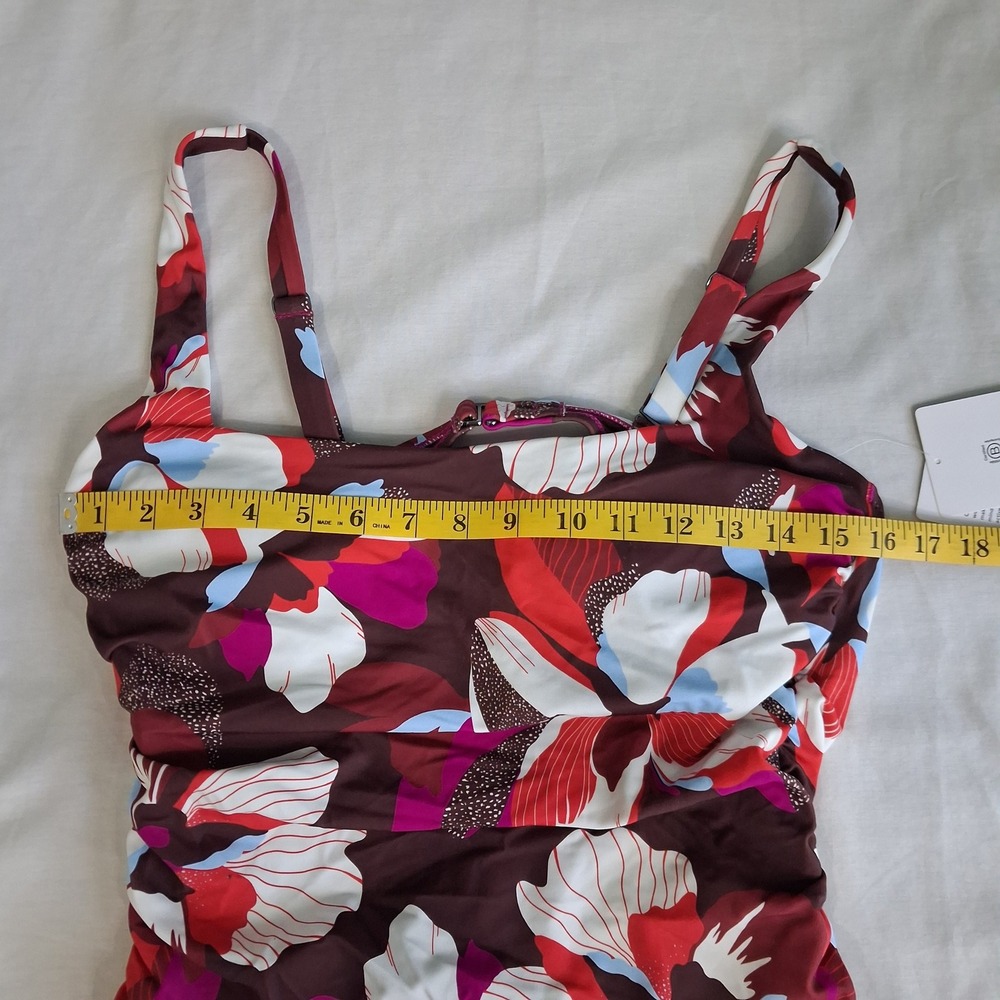 Athleta Womens Bra Top Tankini Top Brown Pink White 38 B/C New Tropical Swimwear - Picture 5 of 11